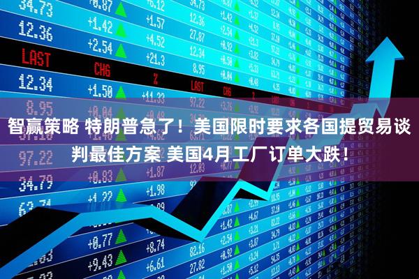 智赢策略 特朗普急了！美国限时要求各国提贸易谈判最佳方案 美国4月工厂订单大跌！